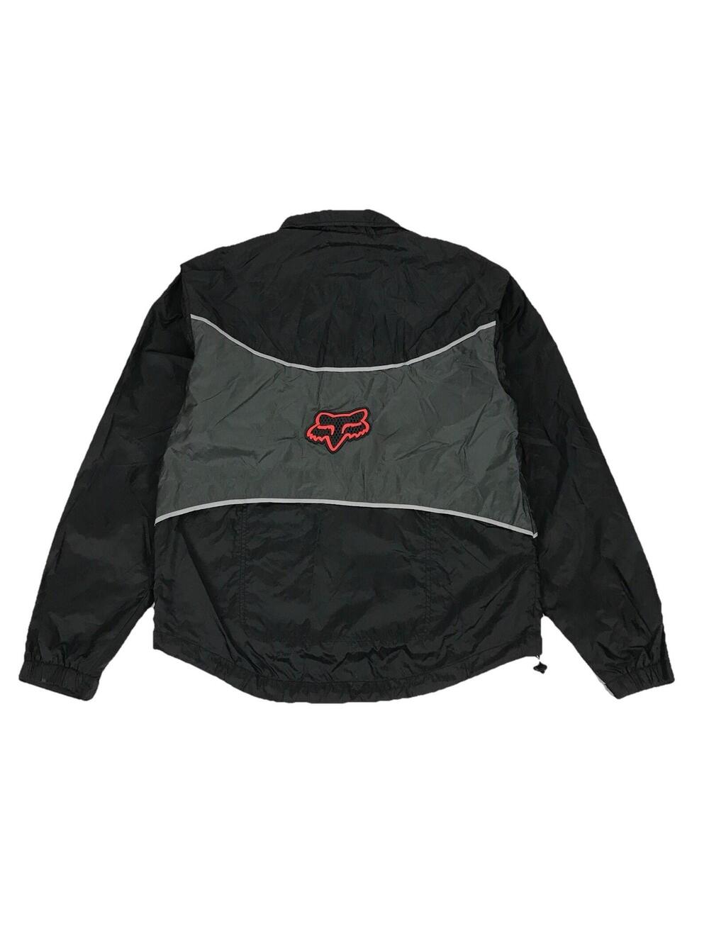 Vintage Fox Racing Windbreaker Jacket Mens Medium M Black Motocross Full Zip Y2K